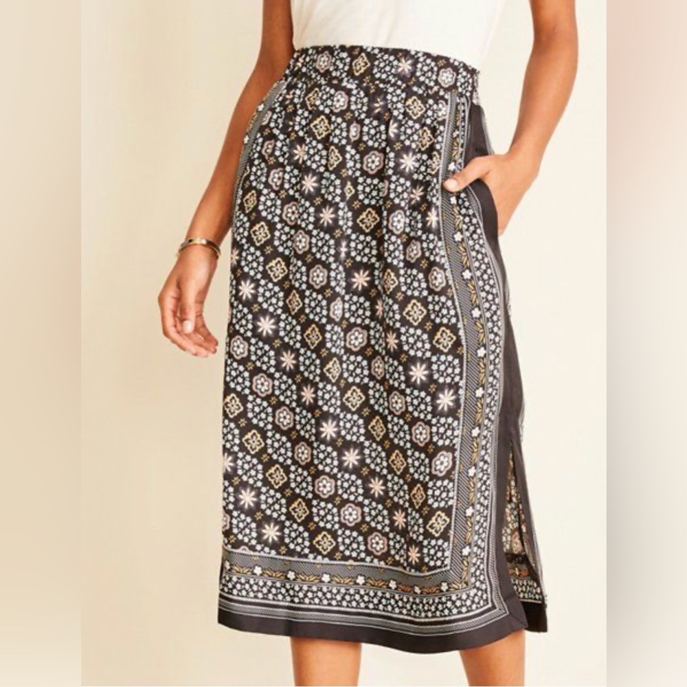 Ann Taylor Bohemian Midi Slip Skirt XS Elastic Waist